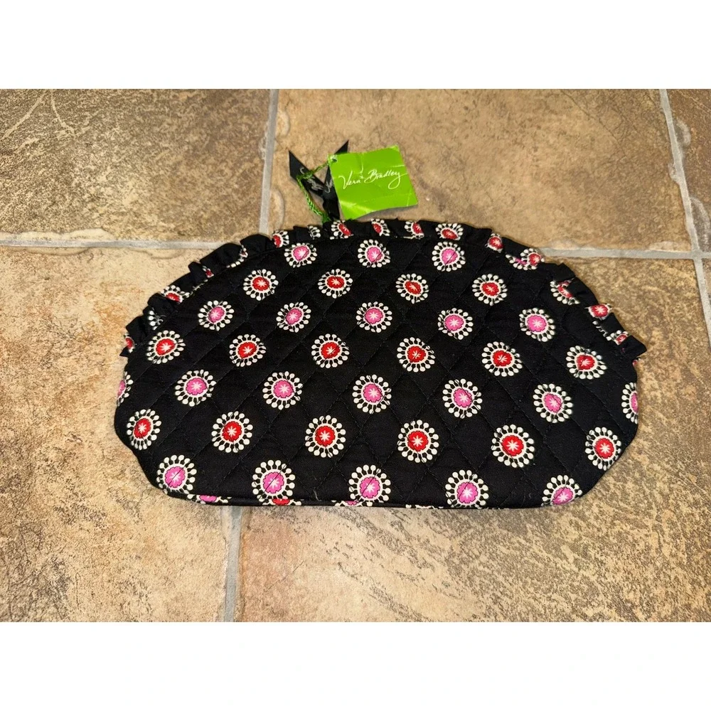 Vera Bradley Parisian Pom Poms Large Ruffle Cosmetic Bag NWT 14294-341